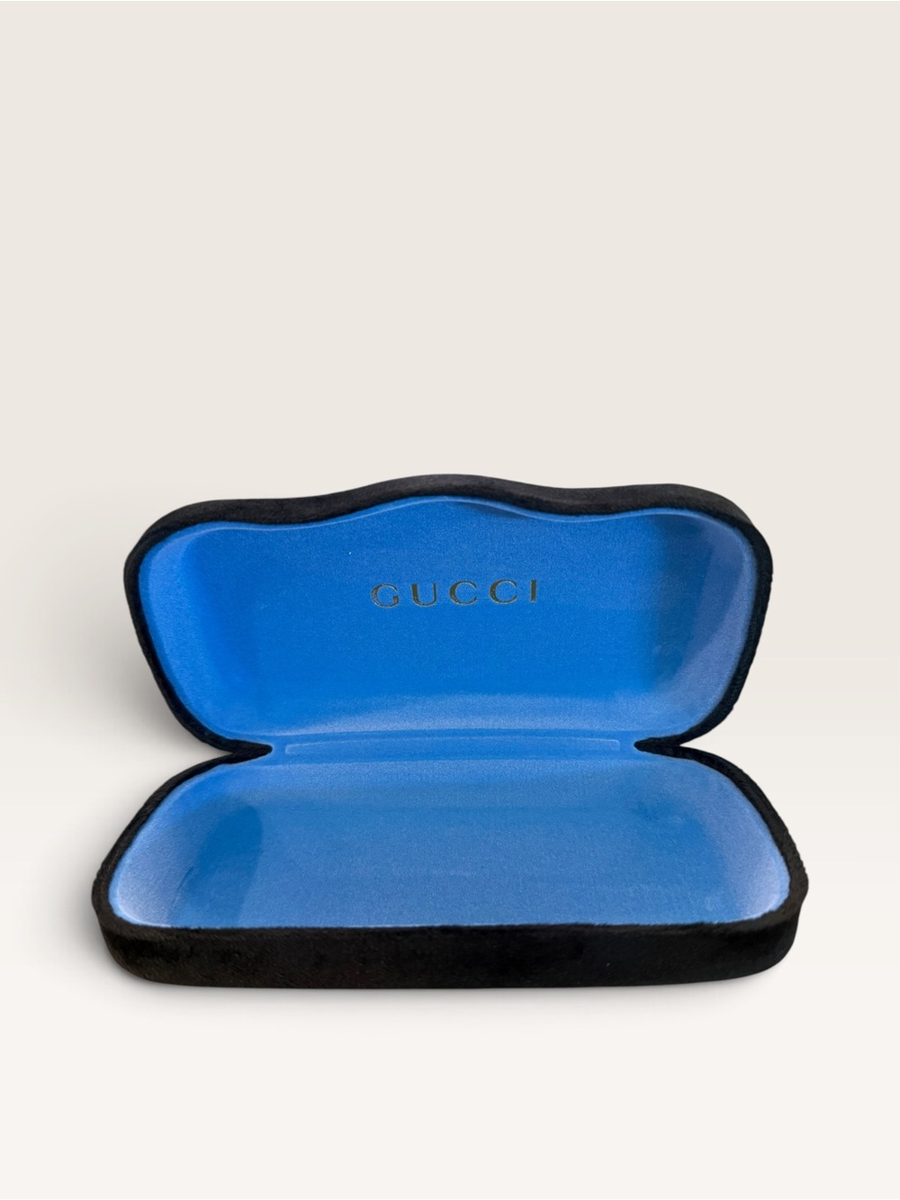 Source Unknown Black Exterior Blue Velvet Eyewear Case